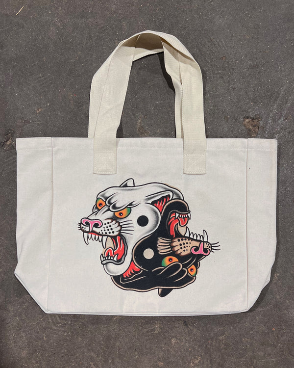 Yin Yang Panthers Canvas Tote Bag